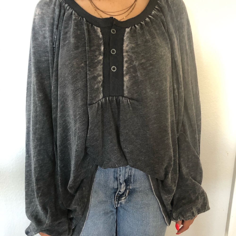 Gray Free People Blouse